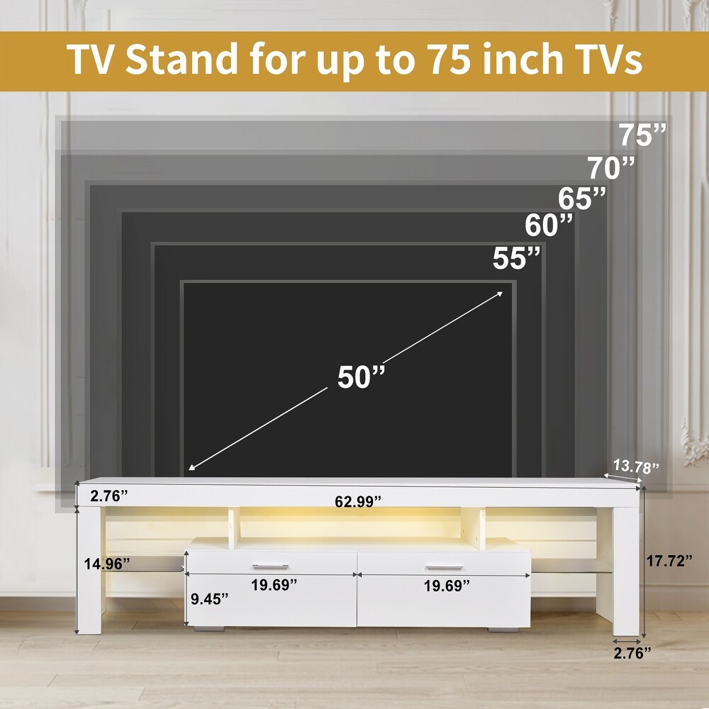 LED TV Stand Modern TV Stand with Storage Entertainment Center with Drawer TV cabinet for Up to 75 inch