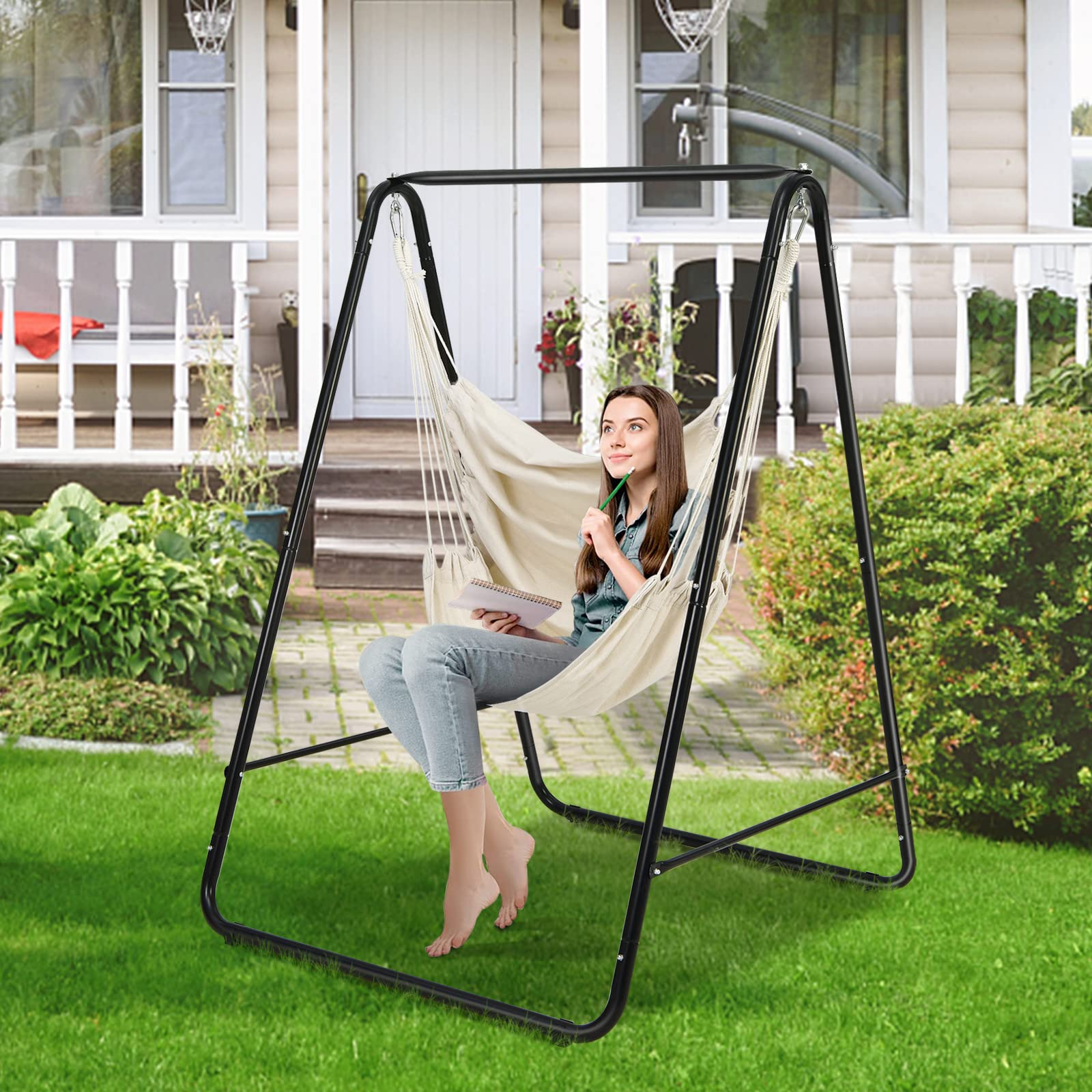 Heavy-Duty Powder-Coated Steel Stand with Hanging Swing Chair