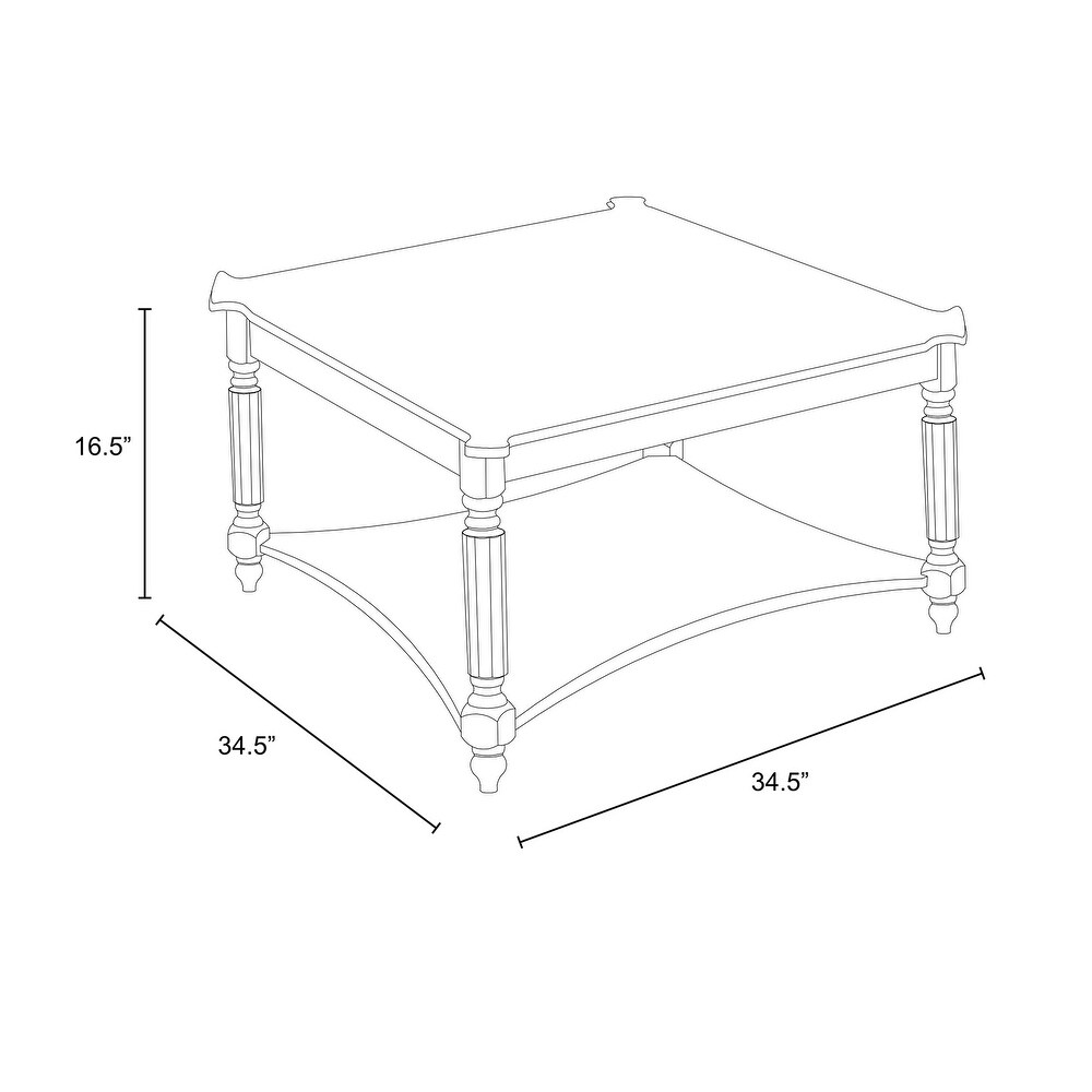 GALANO Marcello 33.1 in. Square Solid Wood Top Coffee Table