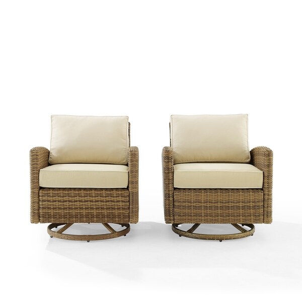 Crosley Bradenton 2Pc Outdoor Wicker Swivel Rocker Chair Set