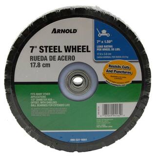 Arnold 7 in. x 1.5 in. Universal Steel Wheel with Shielded Ball Bearings for Extended Life 490-321-0001