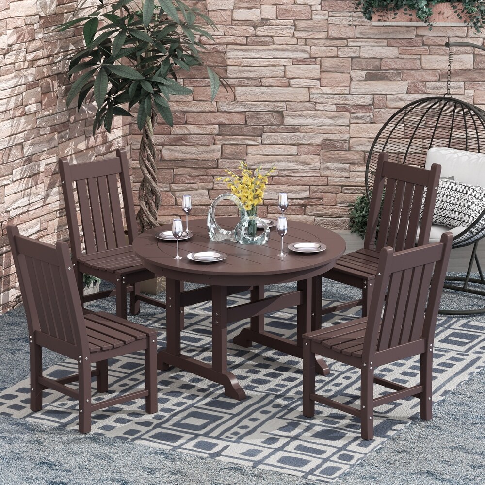 Laguna 5 Piece Round Poly Eco Friendly  Weather Outdoor Dining Set