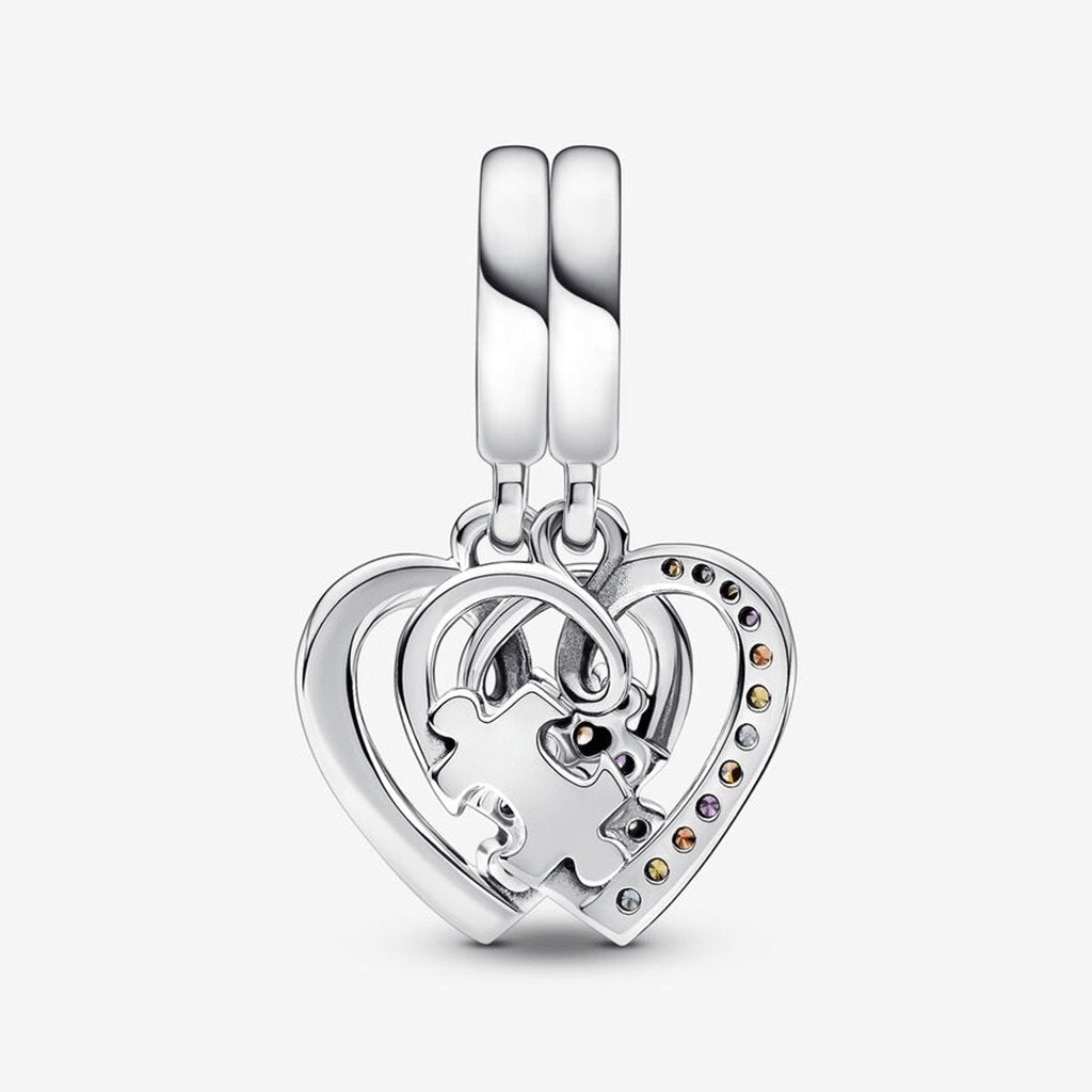 PANDORA  Puzzle Piece Hearts Splittable Friendship Dangle Charm