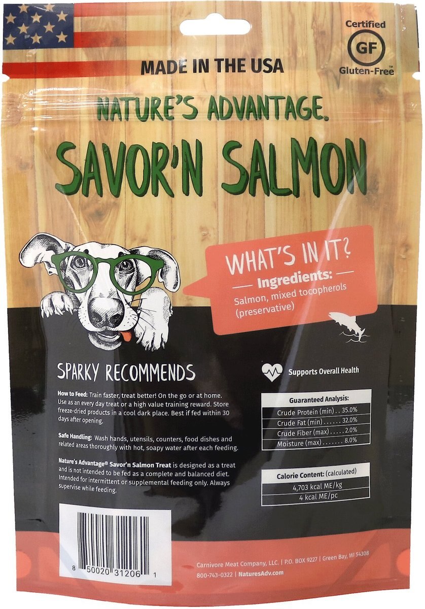 Nature's Advantage Grain-Free Savor'n Salmon Freeze-Dried Dog Treats， 5-oz bag