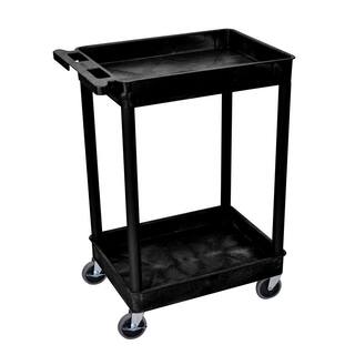 H Wilson STC Series 18 in. W x 24 in. L 2-Tub Shelf Utility Cart Black STC11-B