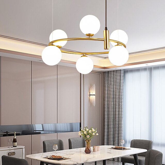 LED Pendant Light 4/6/8-Lights Globe Design Geometric Shapes Flush Mount Lights Metal Sputnik Linear Geometrical Painted Finishes Contemporary Chandeliers 110-240V LED Light Source Included