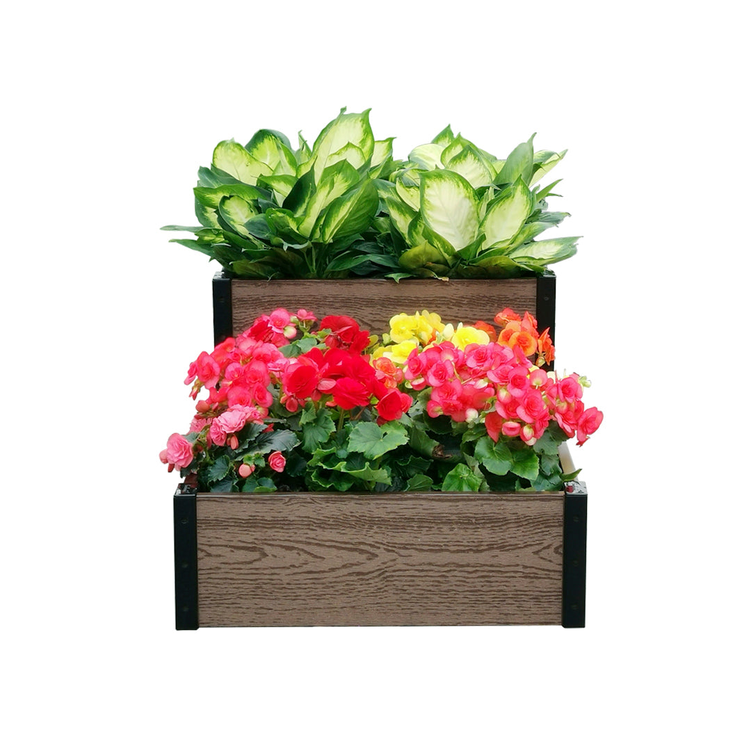 Everbloom Terraced Roadside Raised Garden Bed Brown 48"/24" L x 21" W x 7"/14" H