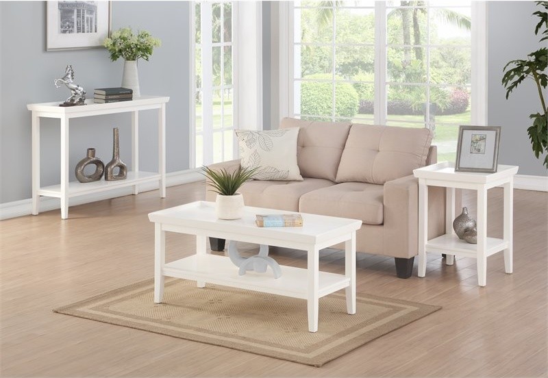 Convenience Concepts Ledgewood Coffee Table in White Wood Finish   Transitional   Coffee Tables   by Homesquare  Houzz