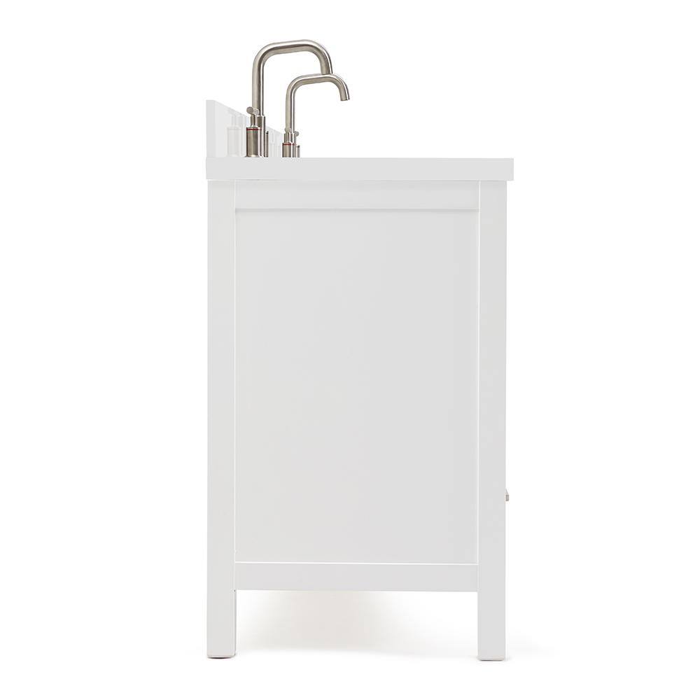 ARIEL Cambridge 73 in. W x 22 in. D x 35 in. H Bath Vanity in White with Quartz Vanity Top in White with White Basin A073DWQRVOWHT