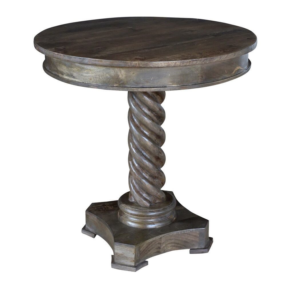 Bengal Manor Mango Wood Carved Rope Twist Accent Table   30\