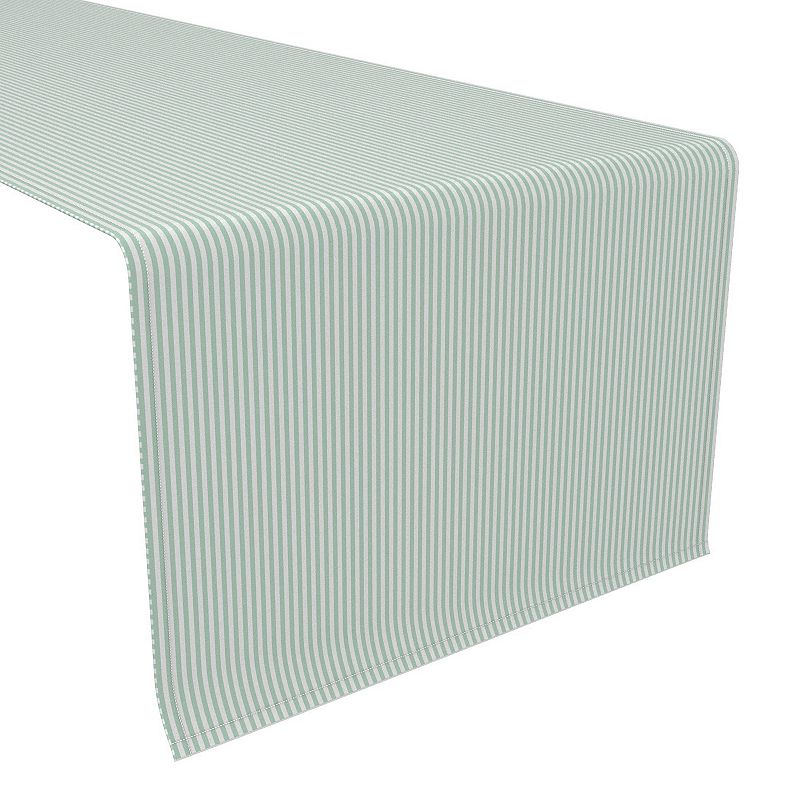 Table Runner， 100% Polyester， 12x72， Pinstripes， Celadon and White