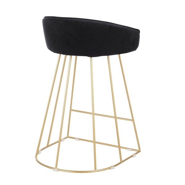 Lumisource Canary Counter Stool in Gold with Black Velvet - Set of 2 - 20.25