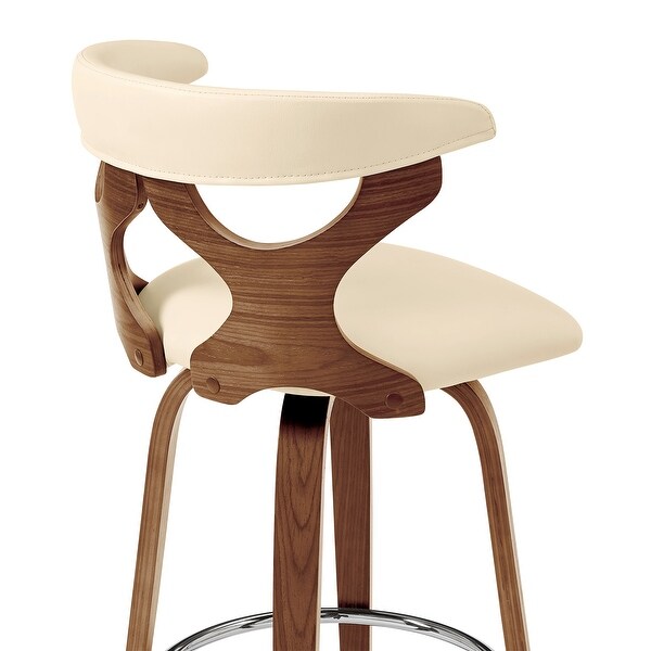 Zenia Modern Faux Leather and Wood Swivel Bar/Counter Stool