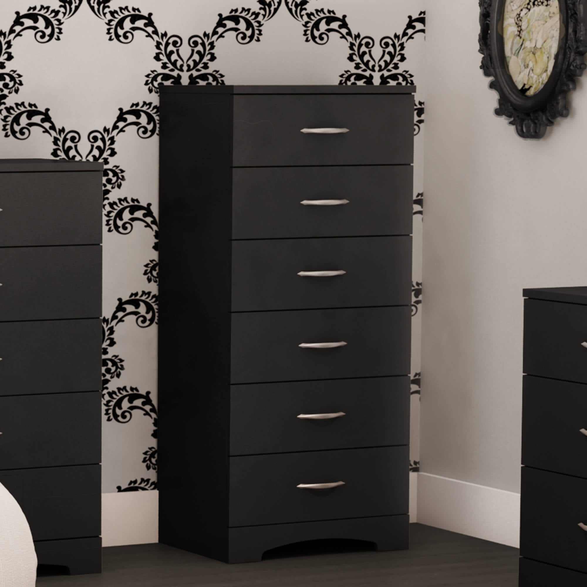 South Shore SoHo 6-Drawer Lingerie Chest, Pure Black