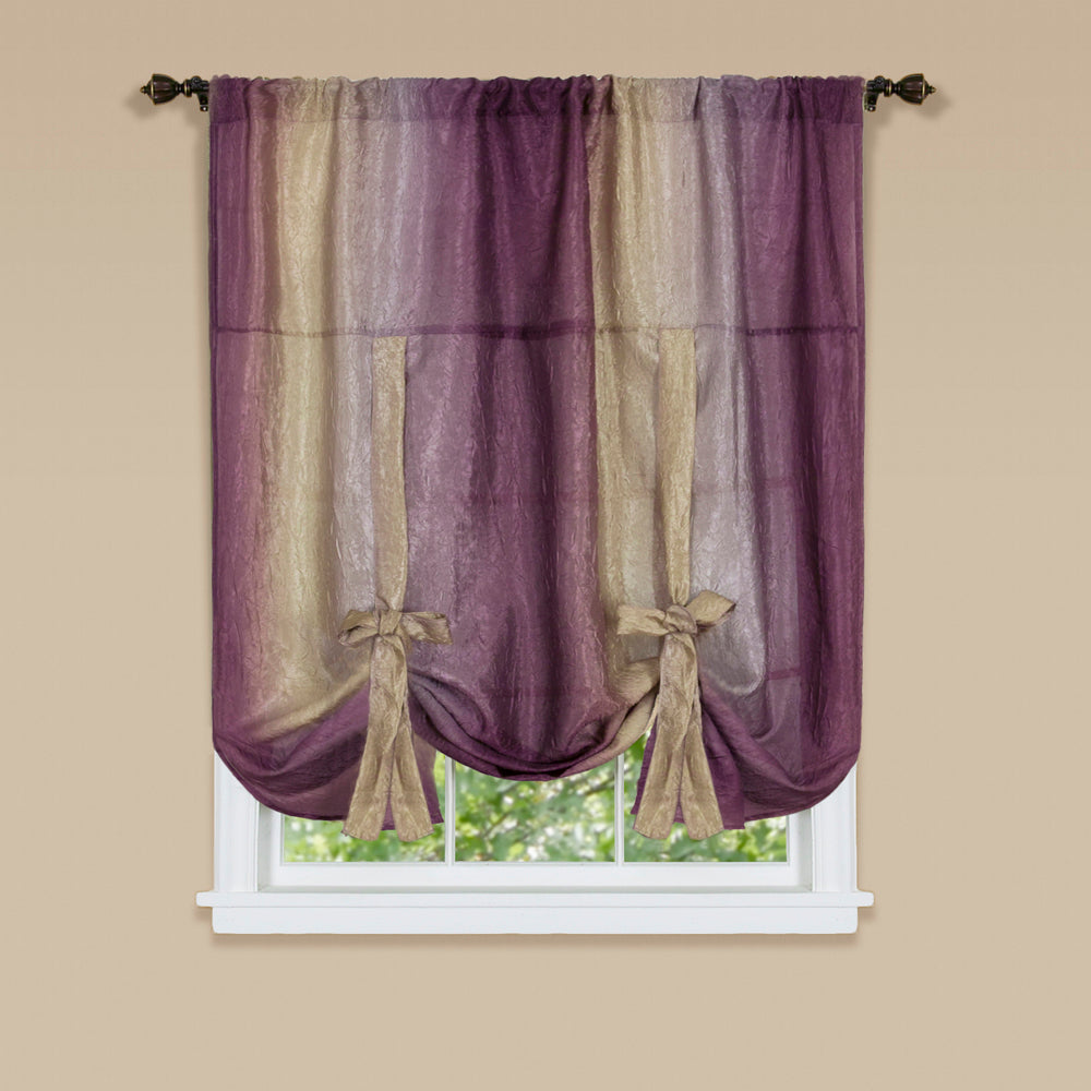 Designer Home Ombre Window Curtains, Modern Semi-Sheer Window Curtain Drape Shade Panels, Window Treatment for Livingroom, Bedroom and Kitchen, 50 x 84 Panel Aubergine