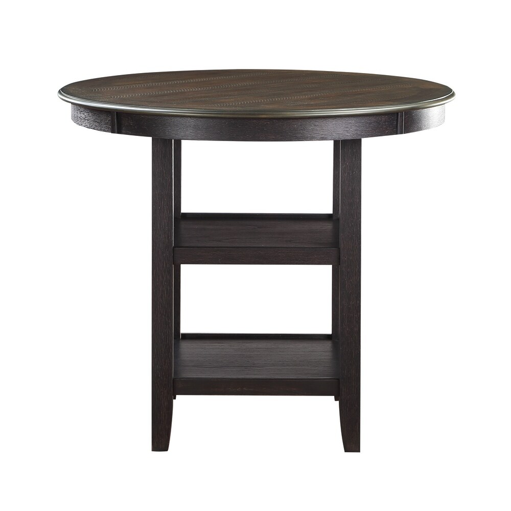 Brown and Black White Finish 1pc Counter Height Table with 2x Shelves