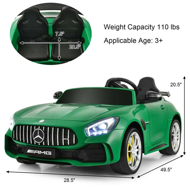 Licensed Mercedes Benz AMG GTR 2-Seater Ride-on Car 12V Battery Powered Vehicle Kids Riding Toy Car with Remote