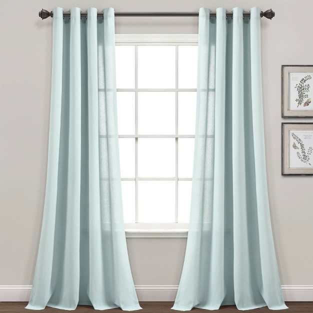 Set Of 2 84 quot x52 quot Faux Linen Grommet Window Curtain Panels Lush D cor