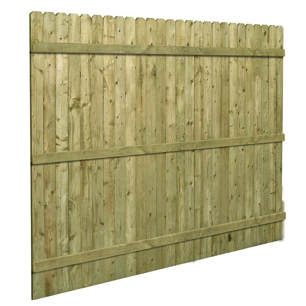 Barrette 6 ft. H x 8 ft. W Privacy Pressure-Treated 4 in. Dog-Ear Flat Wood Fence Panel 73000473