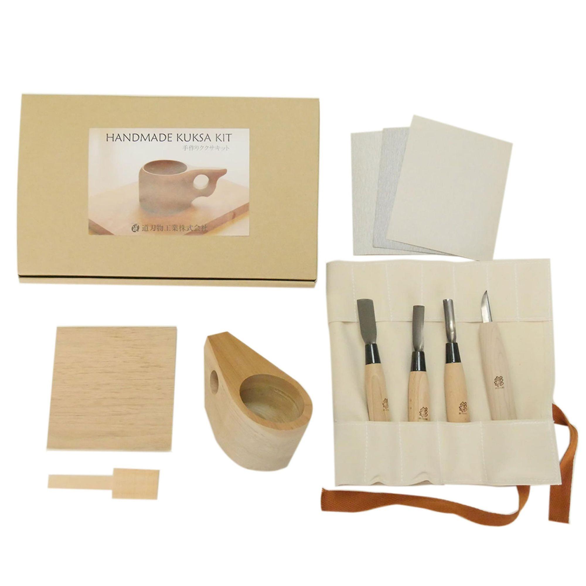 Michihamono Japanese Woodworking Tools Set Handmade Traditional Kuksa Kit， for Carving Wooden Cup， Plate and Spoon