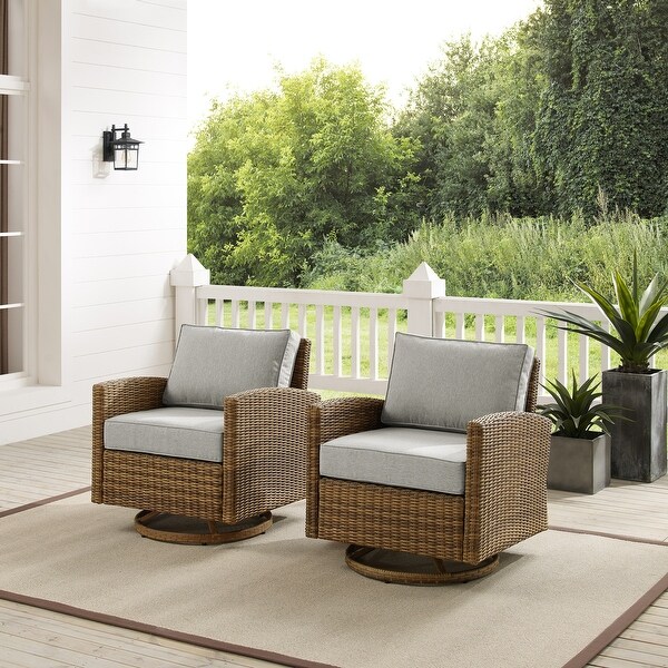 Crosley Bradenton 2Pc Outdoor Wicker Swivel Rocker Chair Set