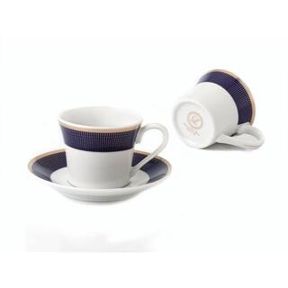 Lorren Home Trends Lorren Home 2 oz. Porcelain Espresso Set Service for 6-BlueGold Midnight-6