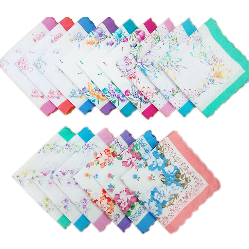 12x Womens Handkerchiefs Cotton  Towel Square Hanky Gift Set 30x30cm