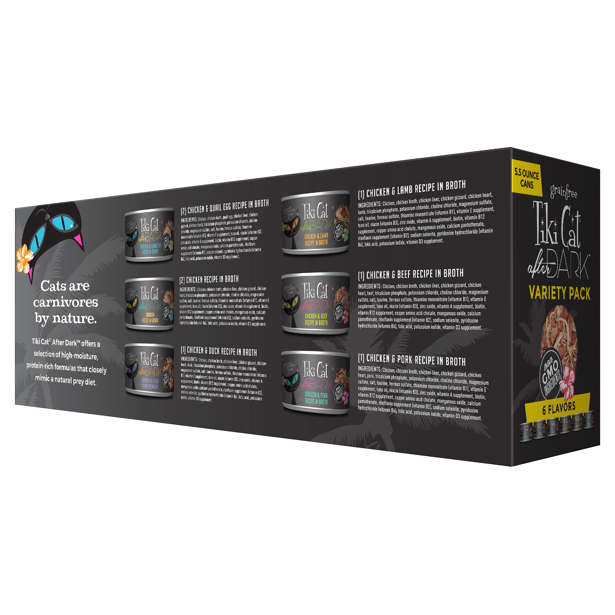 TIKI CAT After Dark Wet Food Variety Pack， 5.5 oz.， Count of 8