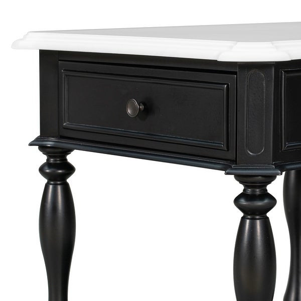 Classical Multifunctional End Table with Open Styled Shelf and Drawer