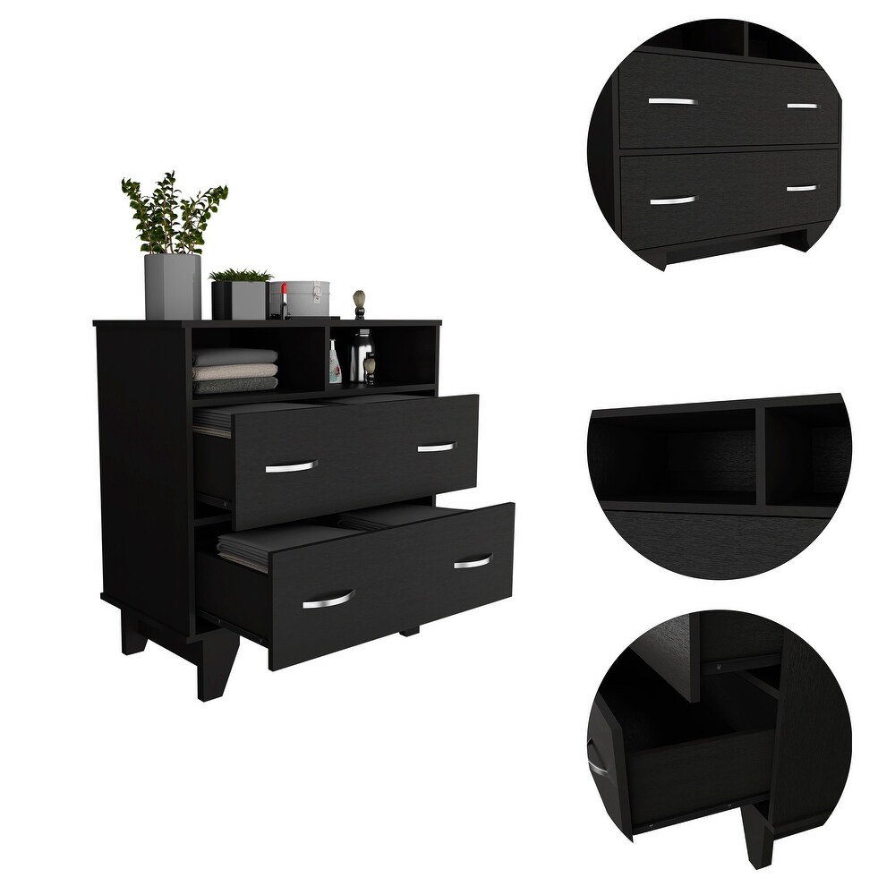 Aaron 2 Drawer 2 Shelf Dresser Black Wengue