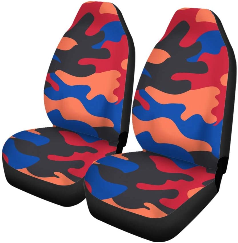 ZHANZZK Set of 2 Car Seat Covers Camouflage Clothing Print Repeatable Camo Glamour Universal Auto Front Seats Protector Fits for Car，SUV Sedan，Truck