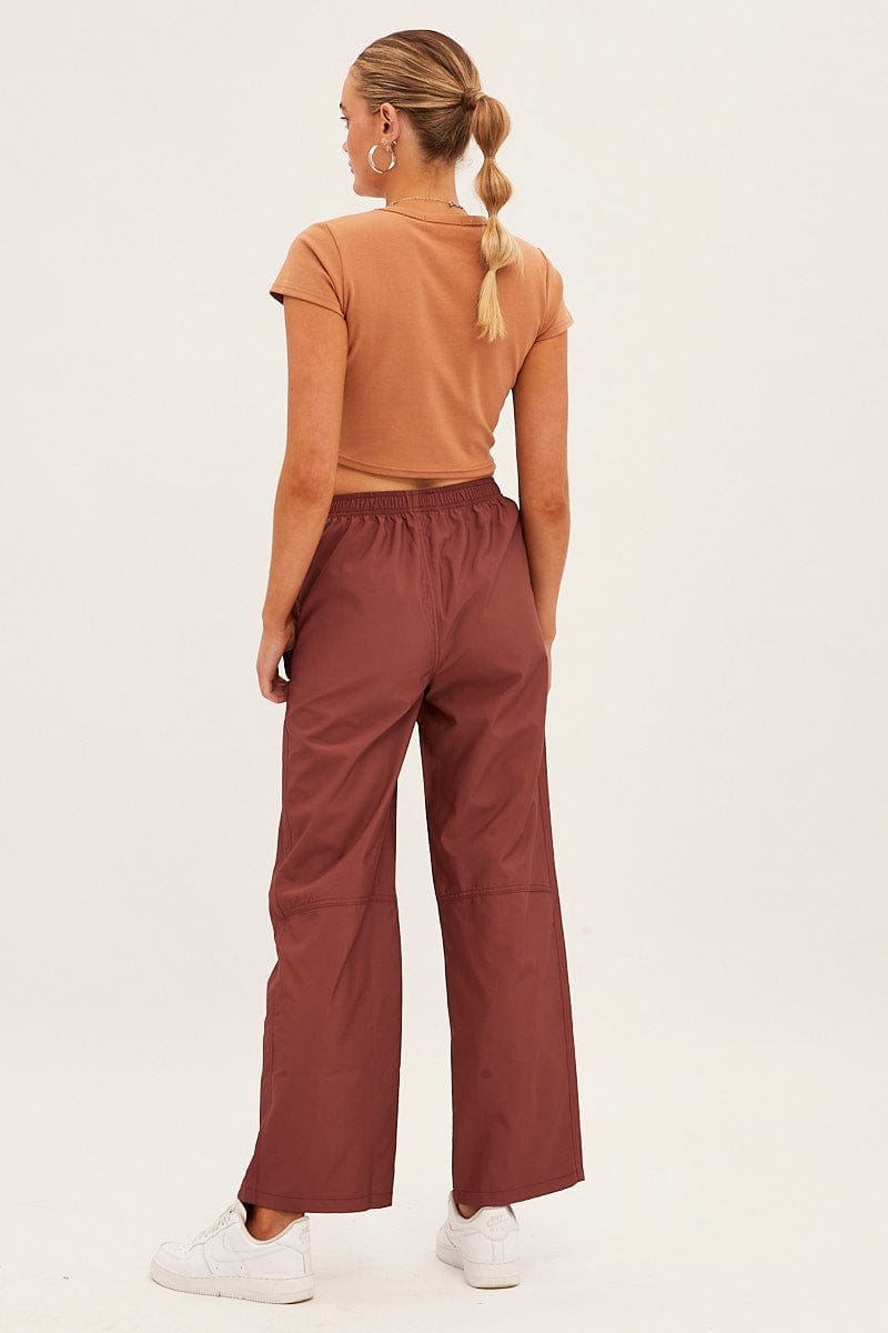 Brown Cargo Parachute Pants