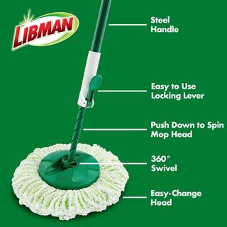 Libman Microfiber Tornado Wet Spin Mop and Bucket Floor Cleaning System with 8 Refills 1605