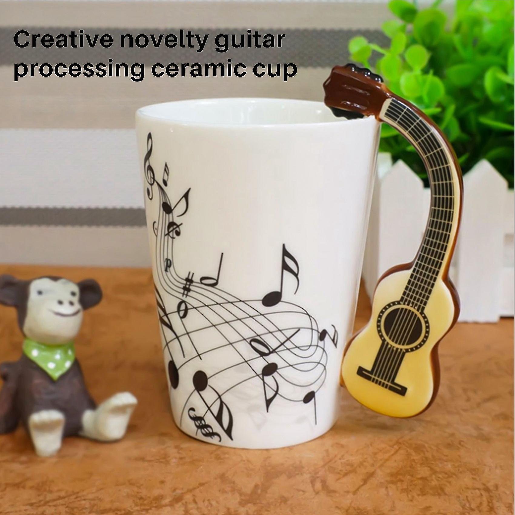 Creative Novelty Guitar Handle Ceramic Cup Free Spectrum Coffee Milk Tea Cup Personality Mug Unique