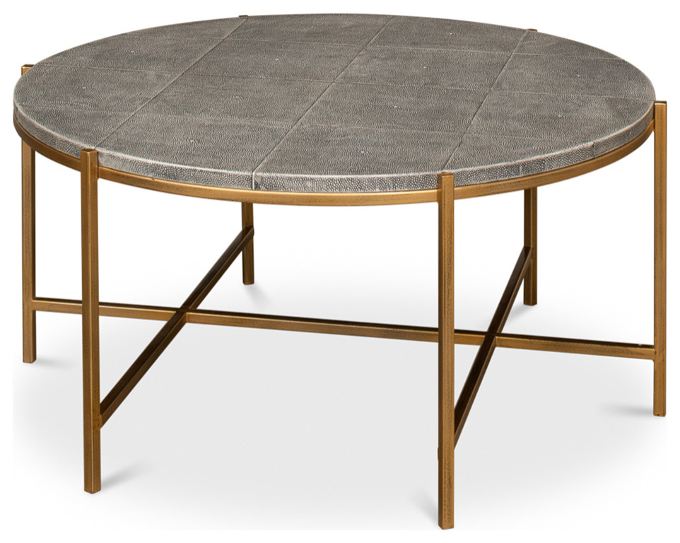 Mid Century Round Leather Cocktail Table   Contemporary   Coffee Tables   by English Georgian America  Houzz