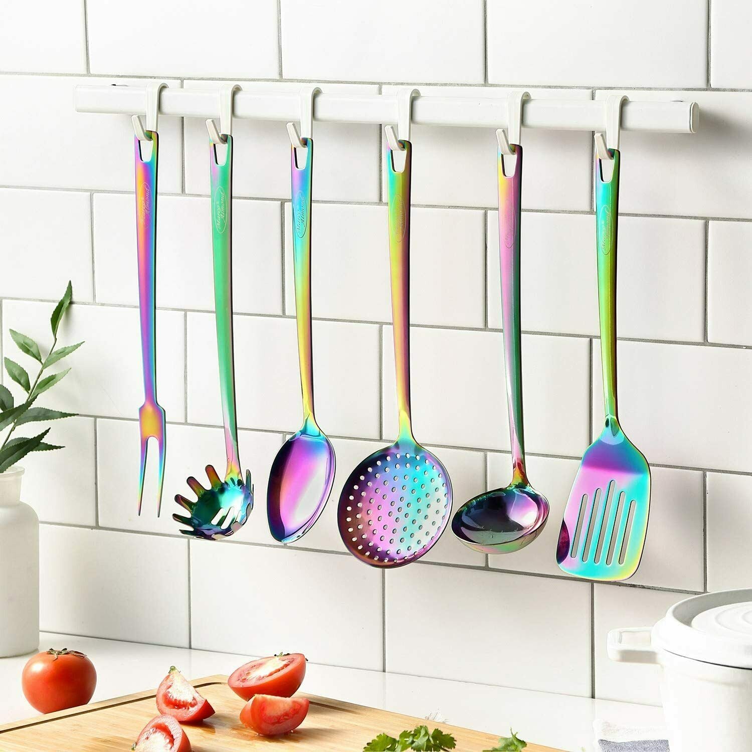 Kitchen Utensils， Kya52 6-Piece Rainbow Cooking Utensil Set Rainbow Kitchen Ac