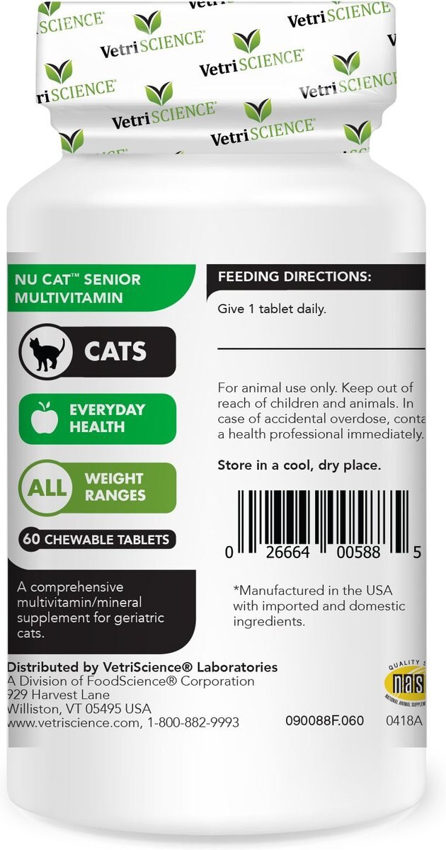 VetriScience Nu Cat Chewable Tablets Multivitamin for Cats