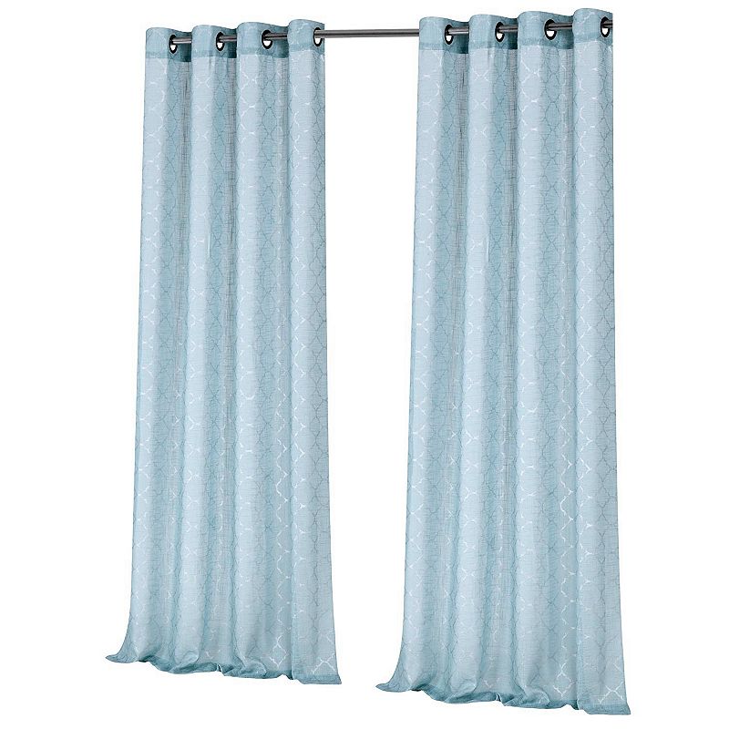 Kate Aurora Living 2 Pack Shabby Metallic Trellis Pastel Sheer Grommet Curtains