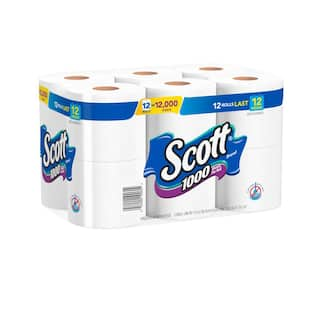 Scott White Toilet Tissue (1000-Sheet 12 Rolls Per Pack) (4-Pack of 12 Rolls) 10060