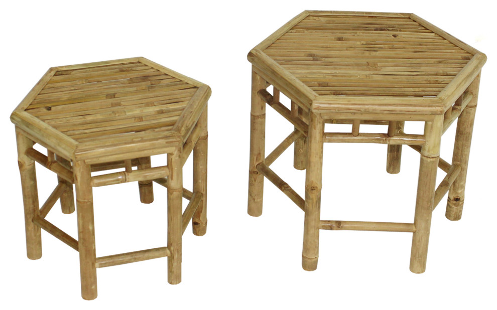 Bamboo End Table  Set Of 2  Natural   Asian   Side Tables And End Tables   by STATRA  Houzz