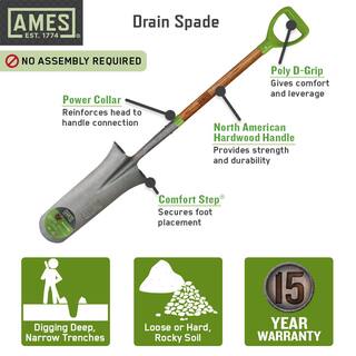 Ames 16 in. D-Handle Drain Spade 2531700