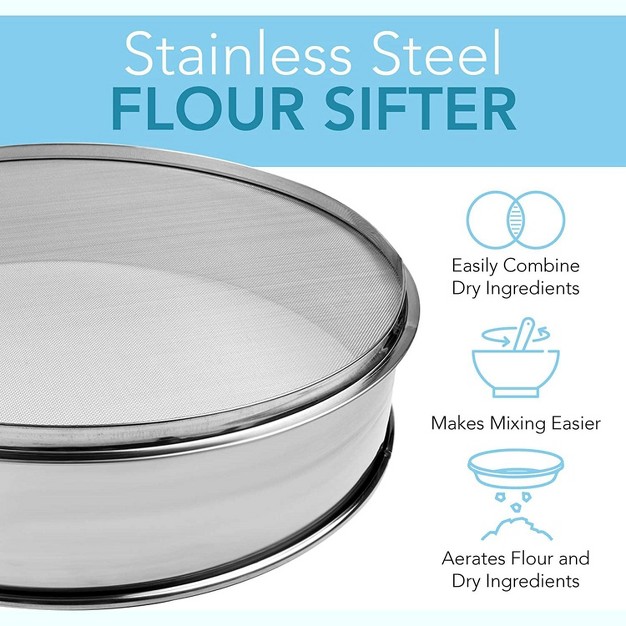 Vollum Flour Sifter For Baking Stainless Steel Mesh Sieve 0 3mm Holes 50 Mesh