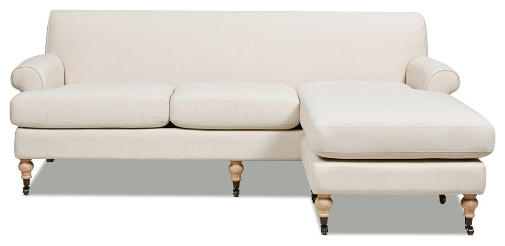 Alana 88 quotL Shape Reversible Sectional Sofa  Light Beige Linen   Traditional   Sectional Sofas   by Jennifer Taylor Home  Houzz