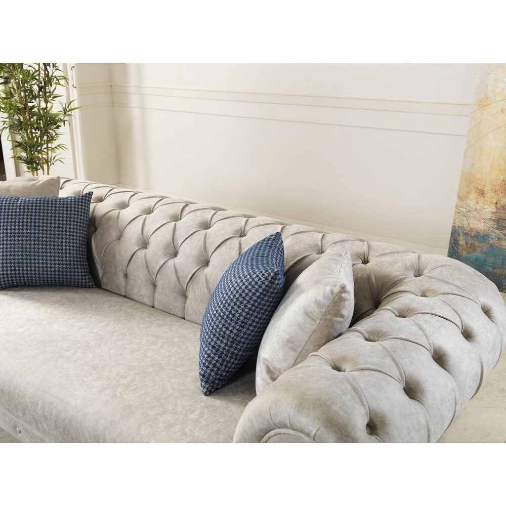 Canp Single Cushion Chesterfield 2 piece Living room Sofa and Arms chair set