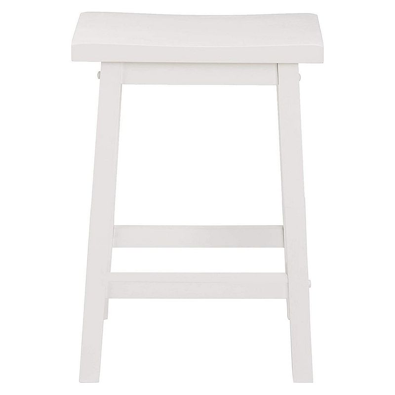 Pj Wood Classic Saddle Seat 24 Inch Tall Kitchen Counter Stools， White (4 Pack)