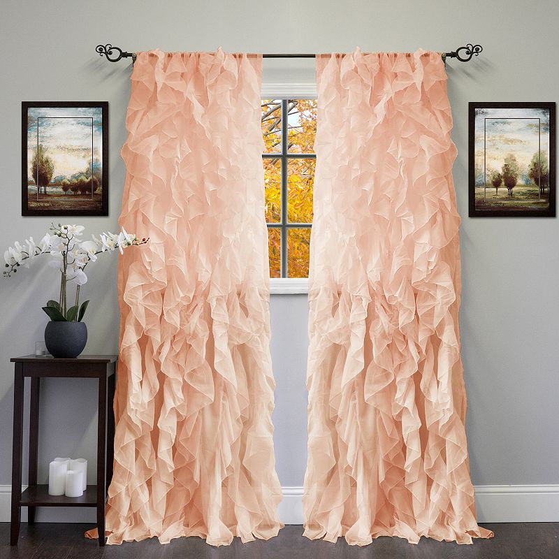 Sweet Home Collection Sheer Voile Vertical Ruffle Window Curtain