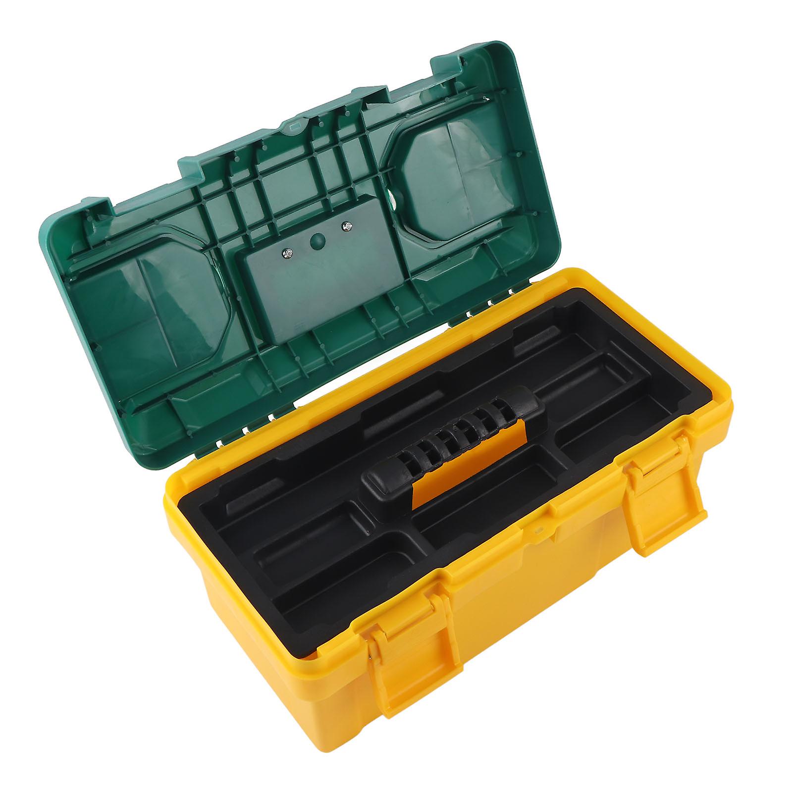 Hardware Tool Box Car Portable Storage With Removable Tray Small Parts Case Yellow + Green17in(40x20x19cm)