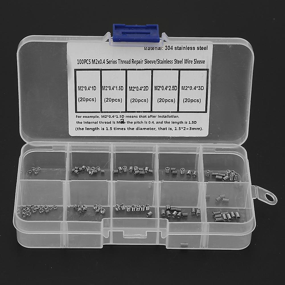 100 Pcs Wire Inserts Screws Sleeve Assortment Kit Stainless Steel Metric M2-m5 For Automotive Repairs[m4*0.7]