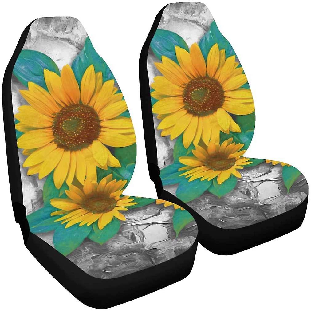 Set Of 2 Car Seat Covers Sunflower Universal Auto Front Seats Protector Fits For Car，suv Sedan，truck D---75678