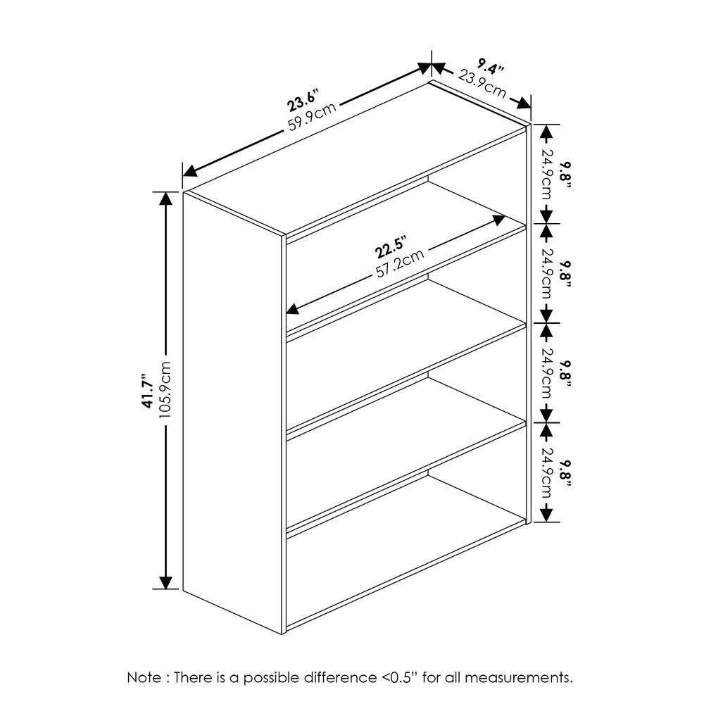 Furinno 23.6 in. White Wood 4-Shelf Standard Bookcase with Storage 11209WH